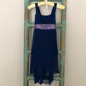 Nordstom High/Low Navy  Dress with Sequin Empire Waist